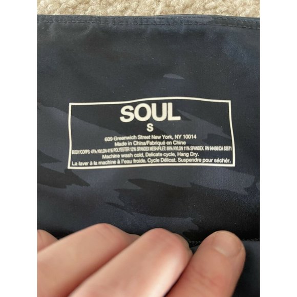 Soul by SoulCycle Camo‎ Printed Leggings Blue High Waist Logo Size S MSRP $88 - Picture 4 of 9